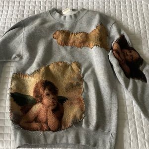 GRAY PATCHWORK CREWNECK